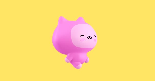 Funny Looped Personaje Dibujos Animados Kawaii Gato Animación Emociones Lindas — Vídeo de stock