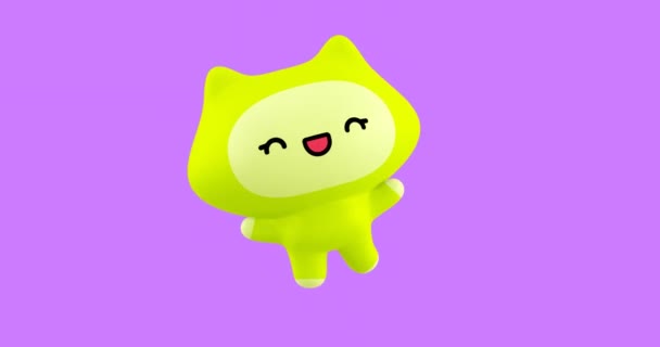 Vicces Looped Rajzfilm Kawaii Macska Karakter Aranyos Érzelmek Animációja Videó — Stock videók