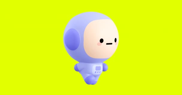 Funny Looped Cartoon Kawaii Astronaut Character Cute Emotions Move Animation — Stock Video