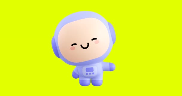 Funny Looped Cartoon Kawaii Astronaut Postava Roztomilé Emoce Pohybová Animace — Stock video