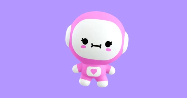 Funny Looped Personaggio Astronauta Cartone Animato Kawaii Carino Emozioni Animazioni — Video Stock