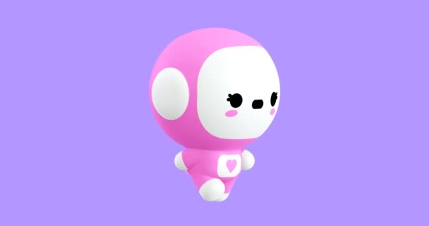 Funny Looped Personaggio Astronauta Cartone Animato Kawaii Carino Emozioni Animazioni — Video Stock