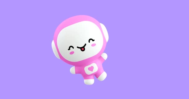 Funny Looped Personaggio Astronauta Cartone Animato Kawaii Carino Emozioni Animazioni — Video Stock