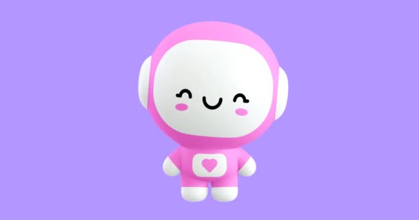 Funny Looped Personaggio Astronauta Cartone Animato Kawaii Carino Emozioni Animazioni — Video Stock