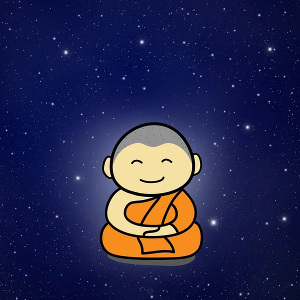 Budist keşiş karikatür — Stok fotoğraf