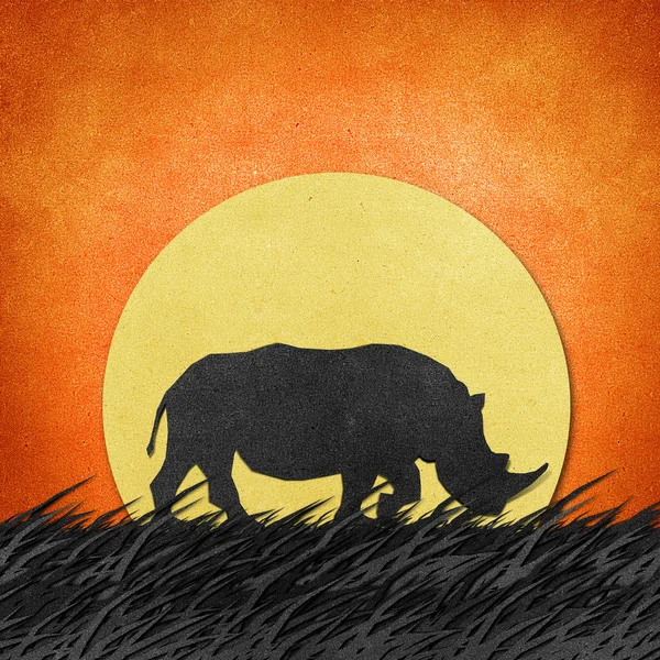 Rhino recycled paper craft background — Stock Photo, Image