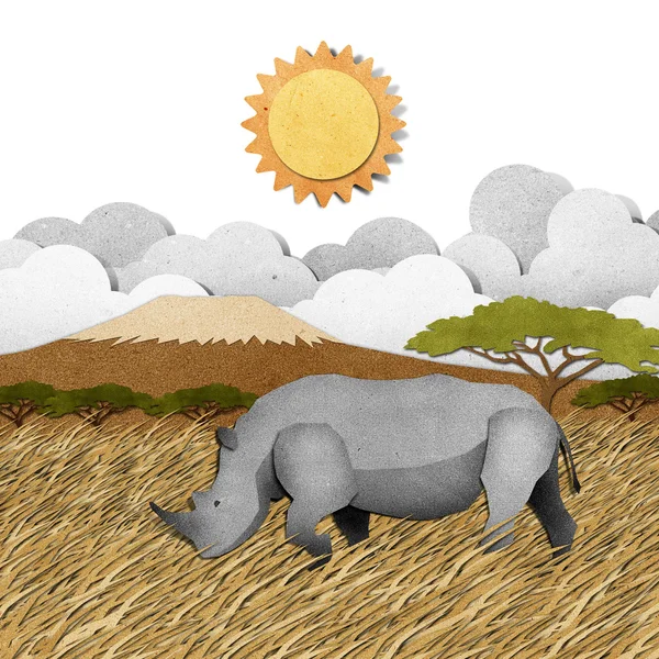 Rhino recycled paper craft background — Stock Photo, Image