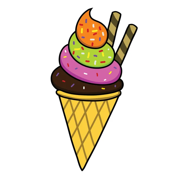 Helado Escritura a mano de dibujos animados . — Vector de stock