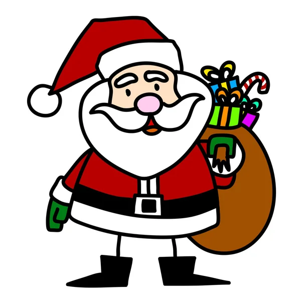 Cartoon santa claus hand schrijven, — Stockvector