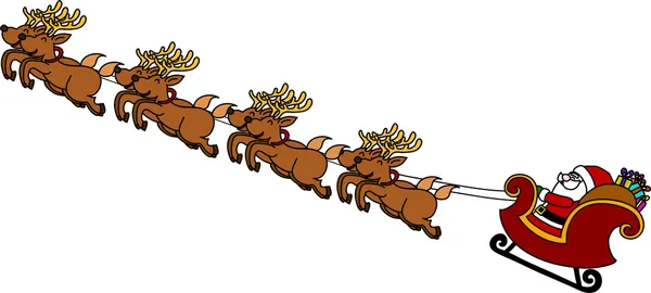 圣诞老人的雪橇手写作卡通. — 图库矢量图片