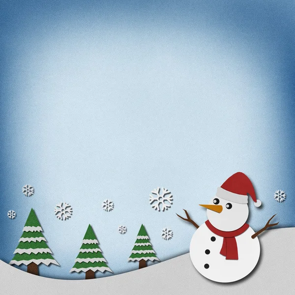 Snowman recycled paper craft on paper background. — Stock Photo, Image