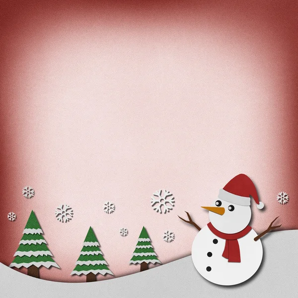 Snowman recycled paper craft on paper background. — Stock Photo, Image