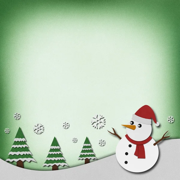 Snowman recycled paper craft on paper background. — Stock Photo, Image