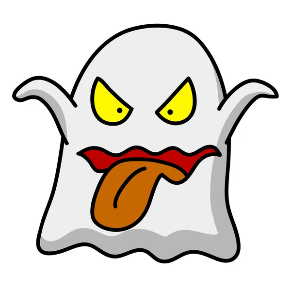 Ghoast aislado con lengua sobre fondo blanco — Vector de stock