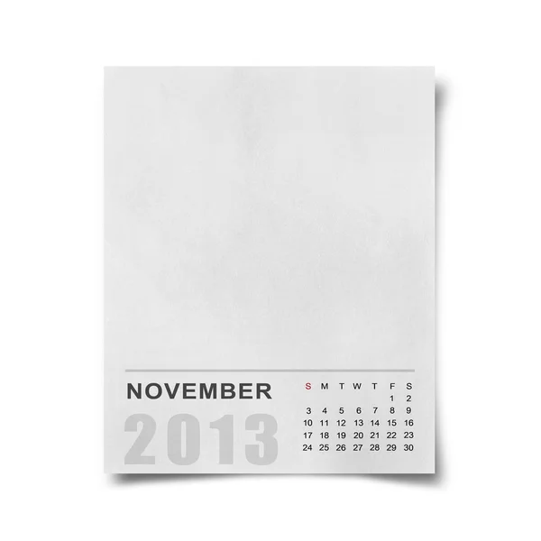 Calendário 2013 em papel de nota em branco  . — Fotografia de Stock