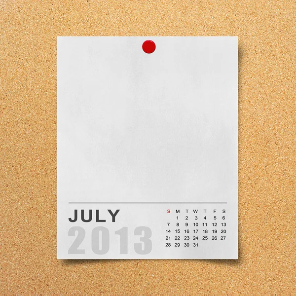 Calendário 2013 em papel de nota em branco  . — Fotografia de Stock