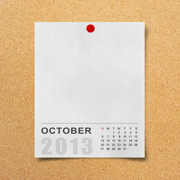 Calendário 2013 em papel de nota em branco  . — Fotografia de Stock