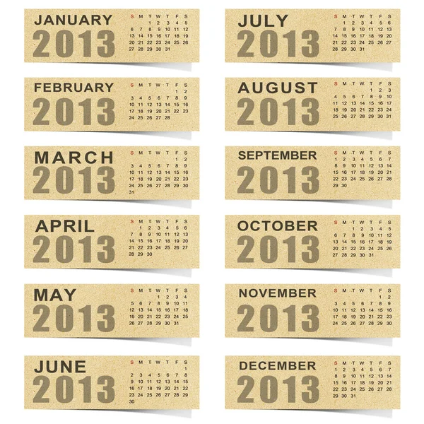 Calendar 2013 on blank note paper . — Stock Fotó