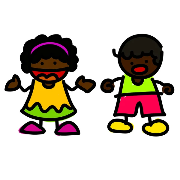 Mignon garçon et fille dans dessin animé vectoriel illustration — Image vectorielle