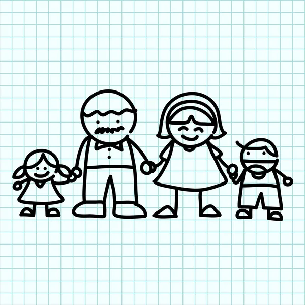 Οικογένεια χέρι γραφής κινουμένων σχεδίων . — Διανυσματικό Αρχείο