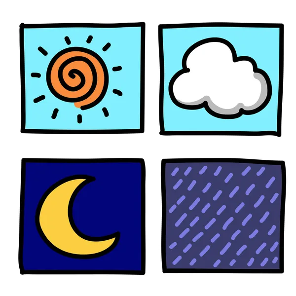 Météo dessin à la main cartoon.Illustrator — Image vectorielle