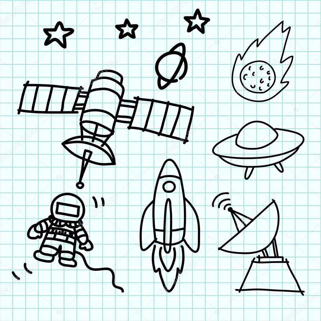 Space set hand draw on graph paper.