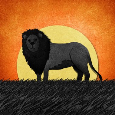 geri dönüşümlü kağıt arka plandan yapılan aslan