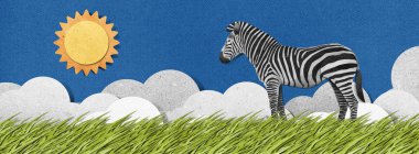 geri dönüşümlü kağıt arka plan yapılmış zebra
