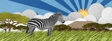 geri dönüşümlü kağıt arka plan yapılmış zebra