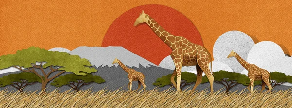 Giraffe made from recycled paper background — Stock Photo, Image