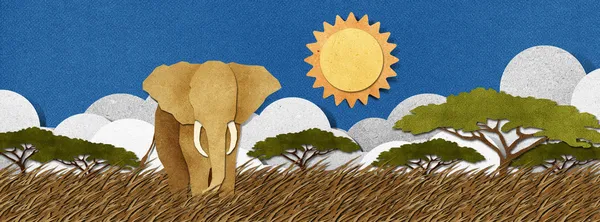 Elefant tillverkad av återvunnet papper bakgrund — Stockfoto