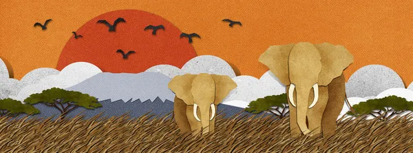 Słoń wykonane z papieru makulaturowego tło — Zdjęcie stockowe