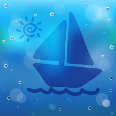 cam üzerine açılan el çizim karikatür ve su