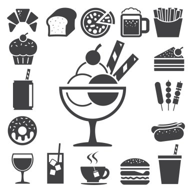Fast food and dessert icon set. clipart