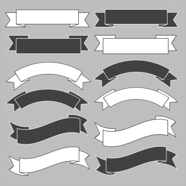 Old ribbon banner ,black and white. clipart