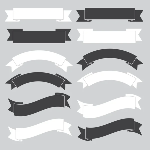 Old ribbon banner ,black and white. — Stock Vector