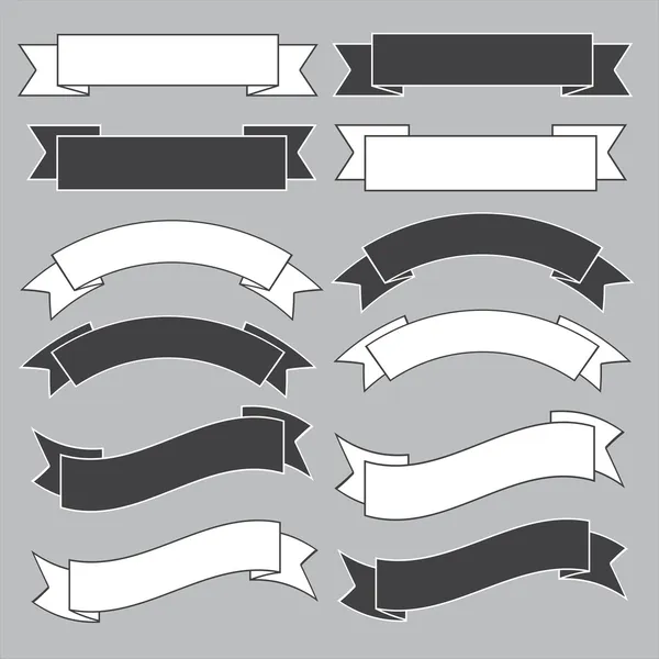 Old ribbon banner ,black and white. — Stock Vector