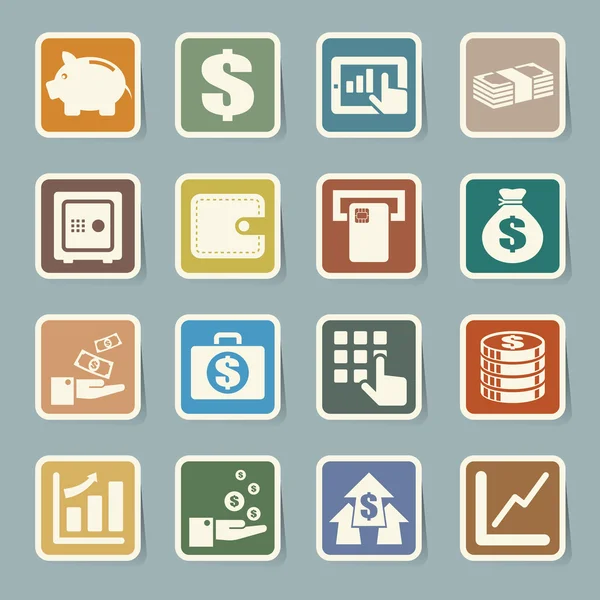Finance and money sticker icon set. — Stock Vector