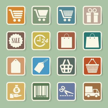 alışveriş çıkartma Icons set.