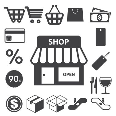 iconos de compras establecido. Ilustración