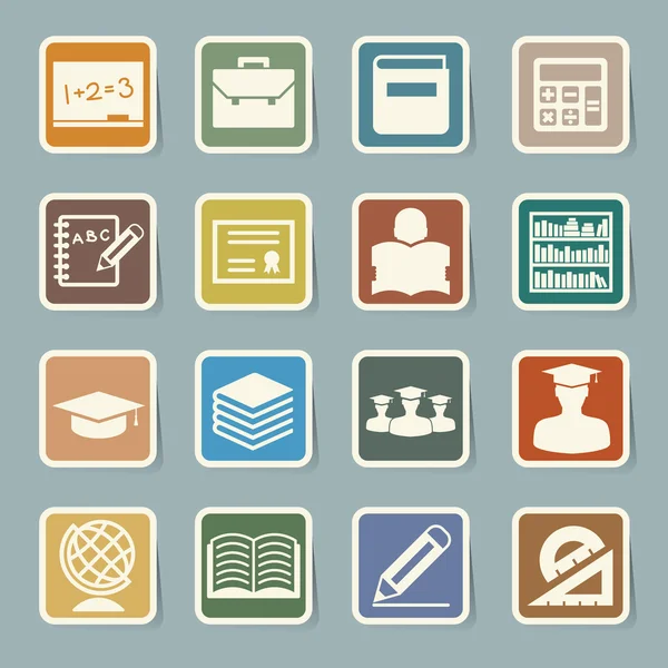 Education sticker icons set. — Stock Vector