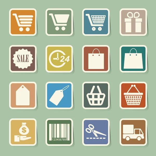 Adhesivo de compras iconos conjunto . — Archivo Imágenes Vectoriales