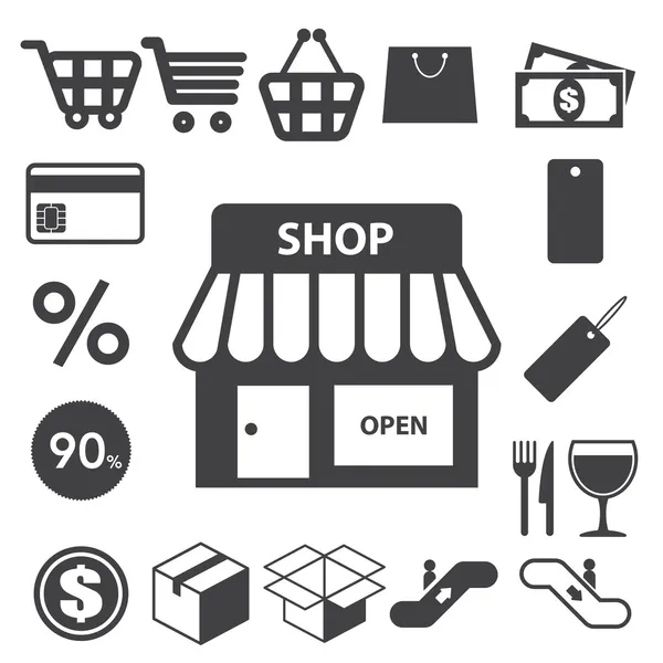 Conjunto de iconos de compras. Ilustración — Vector de stock