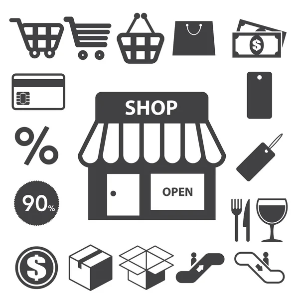 Conjunto de iconos de compras. Ilustración — Archivo Imágenes Vectoriales