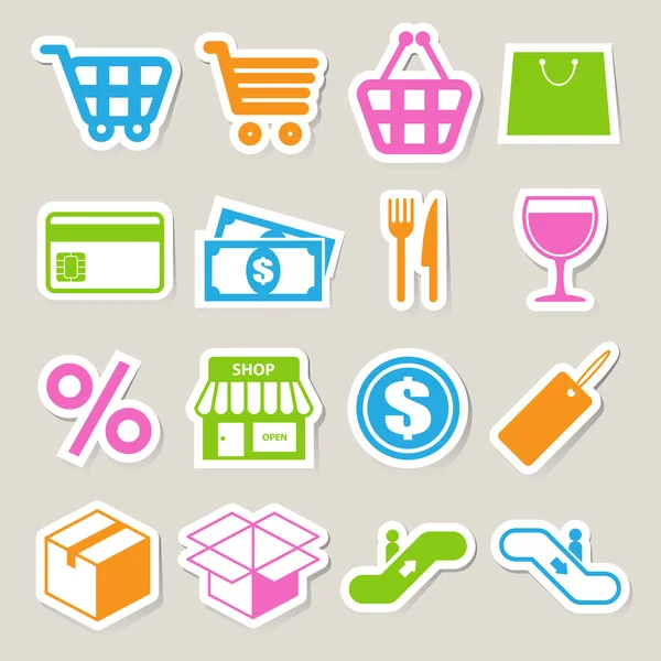 Shopping sticker icons set. — Stock Vector