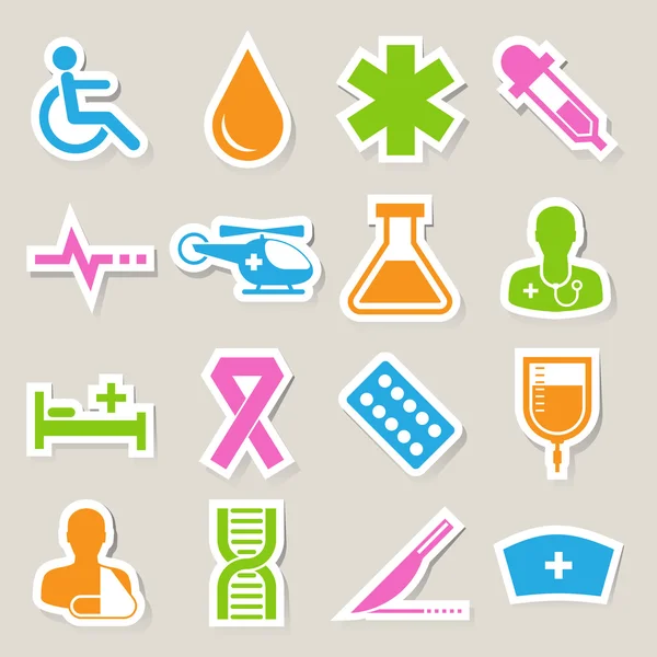 Medische sticker pictogrammen ingesteld. illustratie — Stockvector