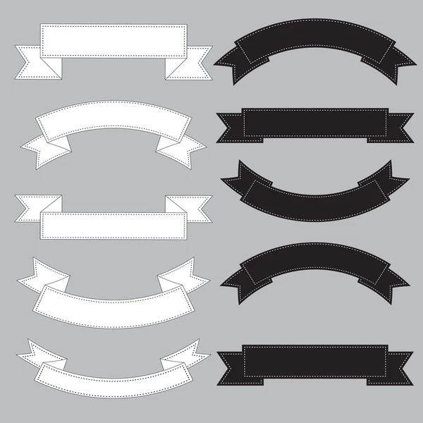 Vieille bannière ruban, noir et blanc . — Image vectorielle