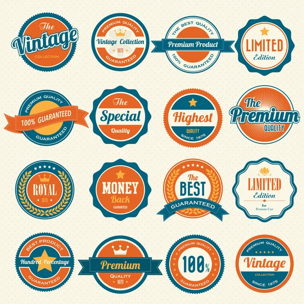 Set Retro Vintage Badges en Etiketten — Stockvector