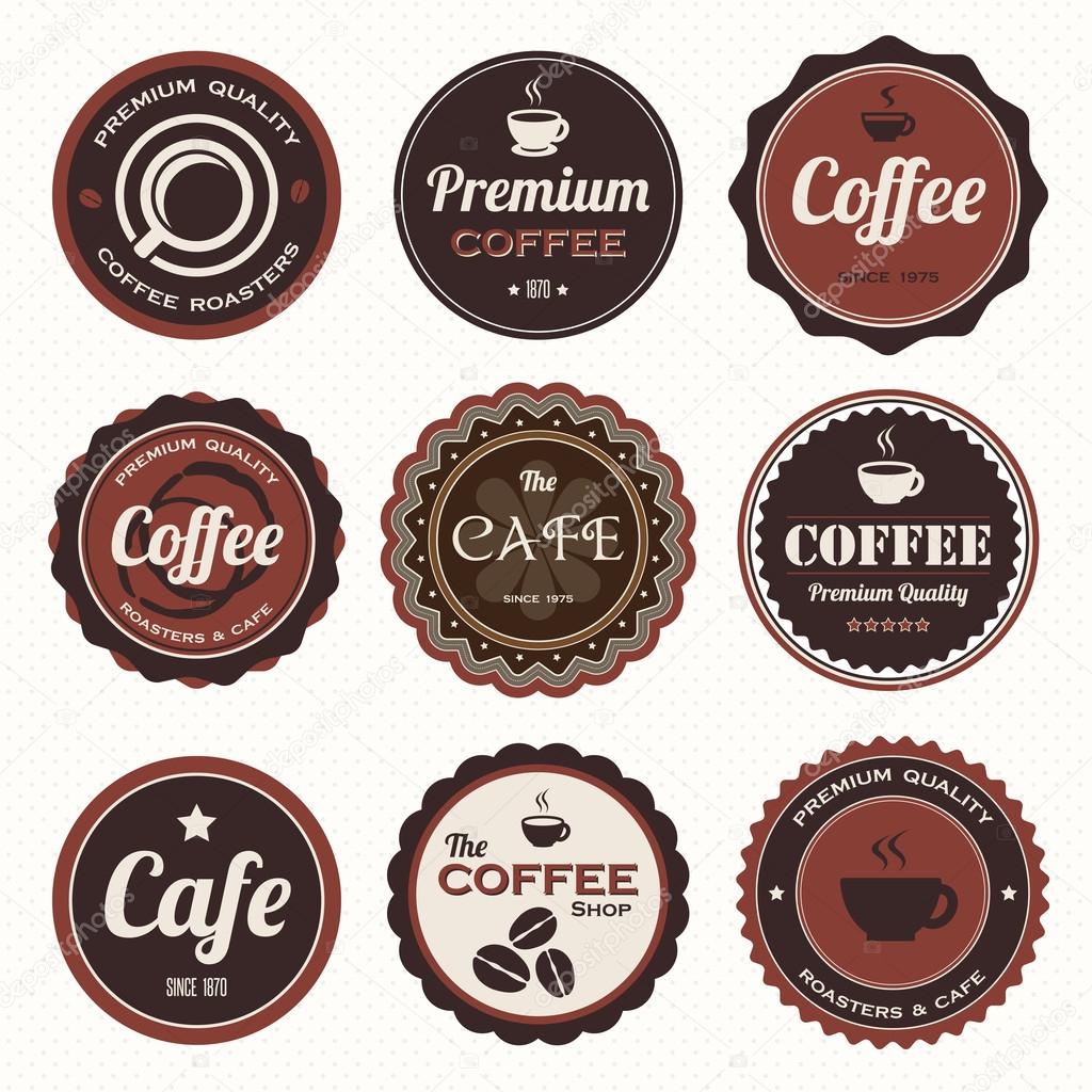 Vintage coffee badges and labels.