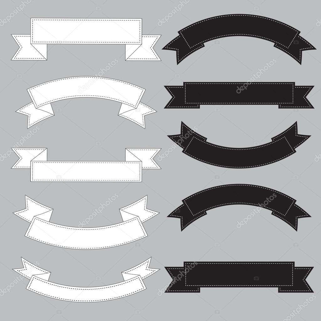 Old ribbon banner ,black and white.